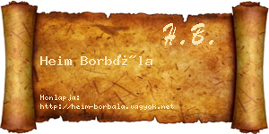 Heim Borbála névjegykártya